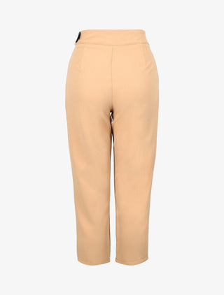 Pantacourt à ceinture simili - beige