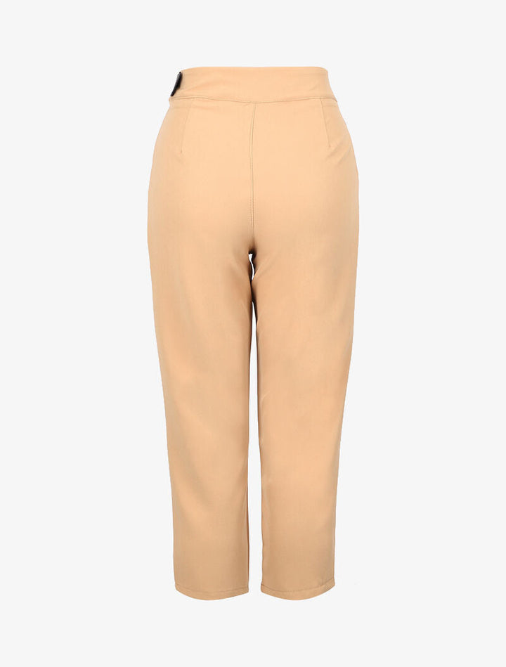 Pantacourt à ceinture simili - beige