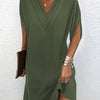 Robe élégante à manches fendues de couleur unie