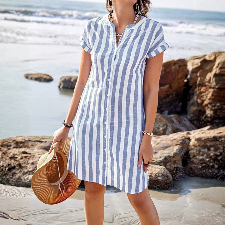 Noémie | Robe-Chemise Rayée Élégante