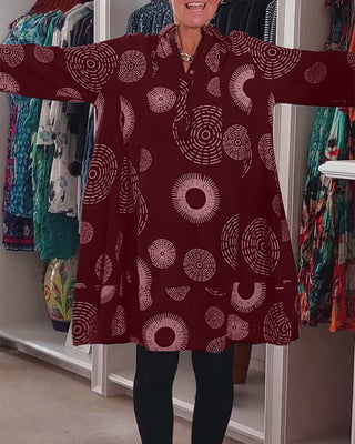 Robe décontractée à revers à imprimé géométrique