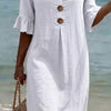 Camille | Robe Lin Et Coton Boutonnée Élégante