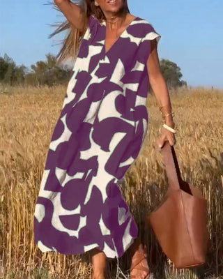 Robe avec imprimé et col en V