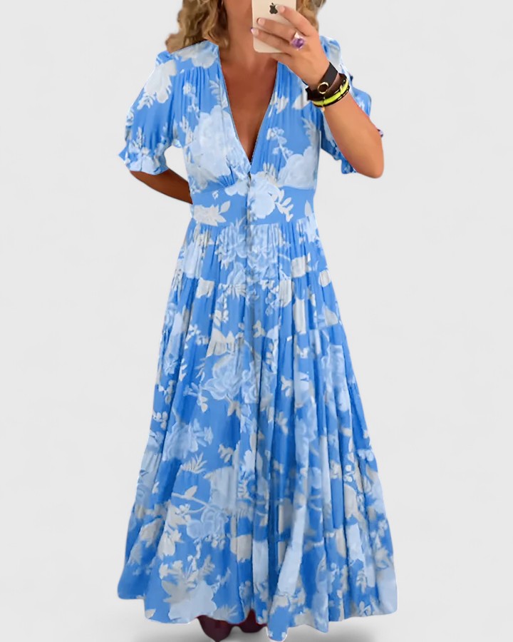 Minelda | Robe fleurie col V