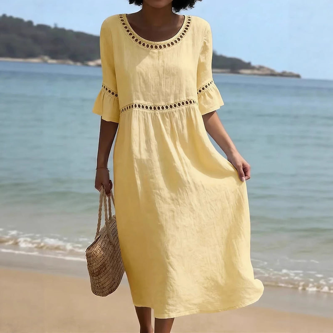 Amara | Robe Midi Élégante Effet Ventre Plat