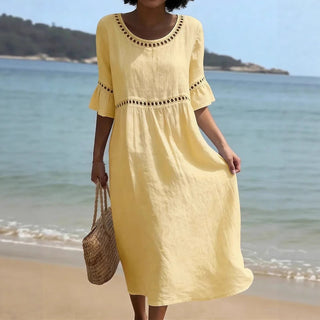 Amara | Robe Midi Élégante Effet Ventre Plat