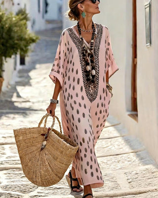 Robe Col V À Pois Resort Imprimé