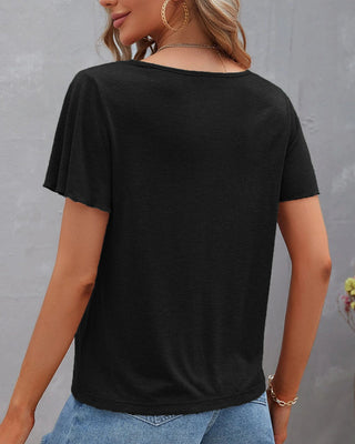 T-shirt à découpes de couleur unie