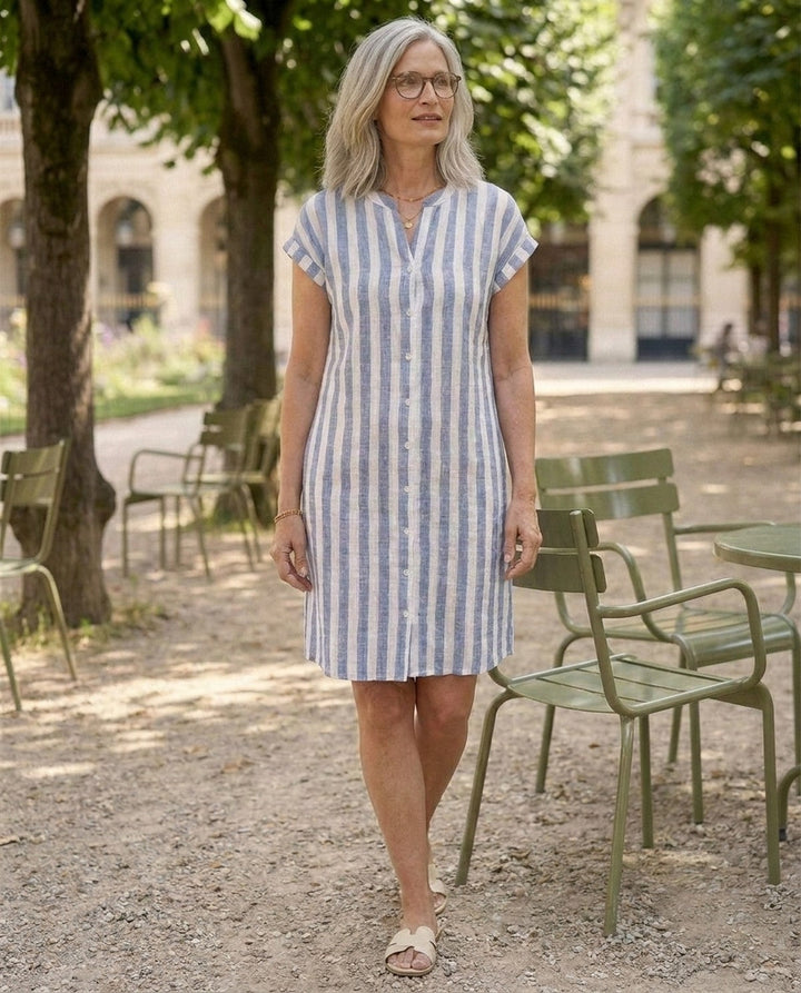 Noémie | Robe-Chemise Rayée Élégante