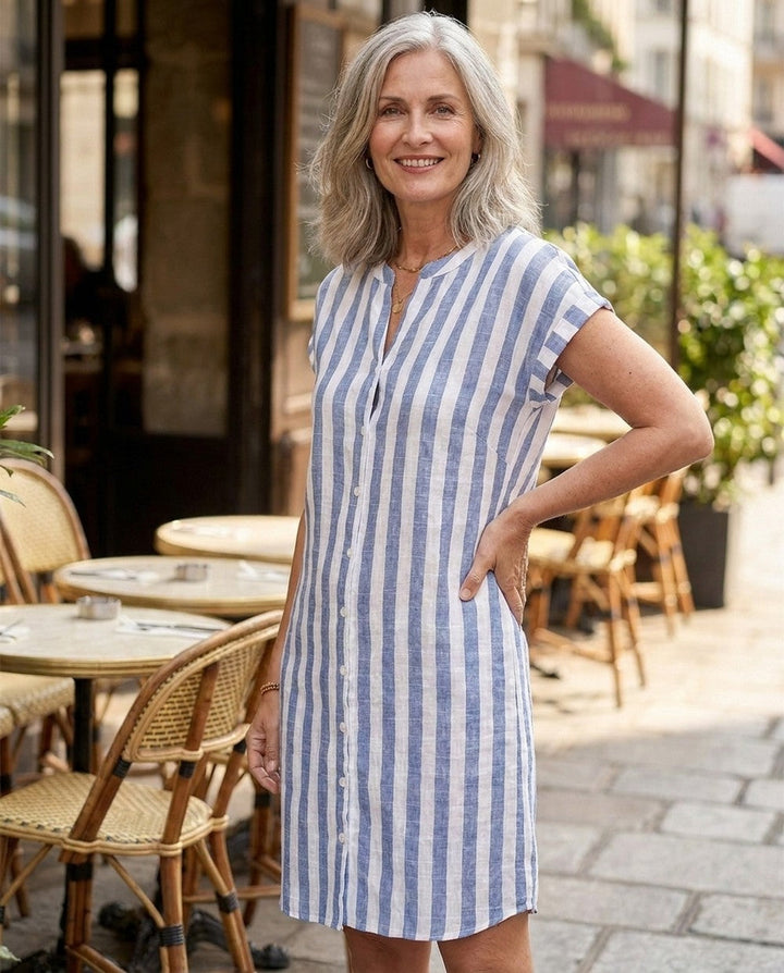 Noémie | Robe-Chemise Rayée Élégante