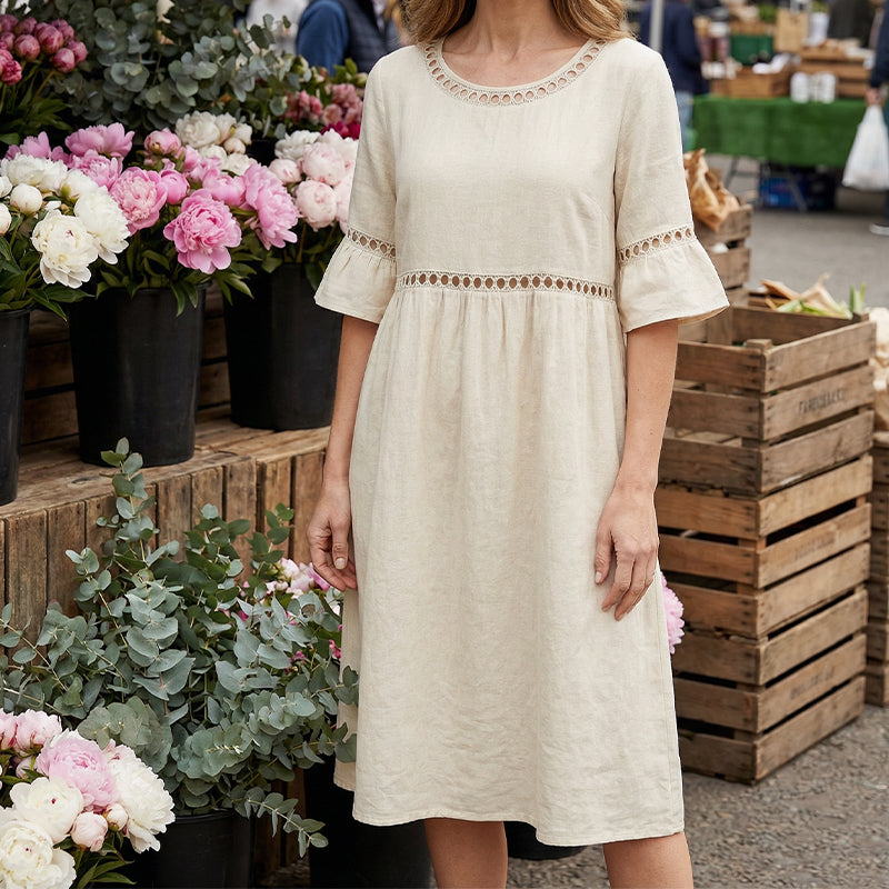 Amara | Robe Midi Élégante Effet Ventre Plat