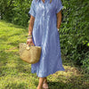 Wendy | Robe Chemise Rayée Lin & Manches Courtes