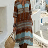 Robe Col V Imprimée Style Bohème