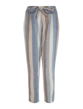 Pantalon rayé en lin - bleu