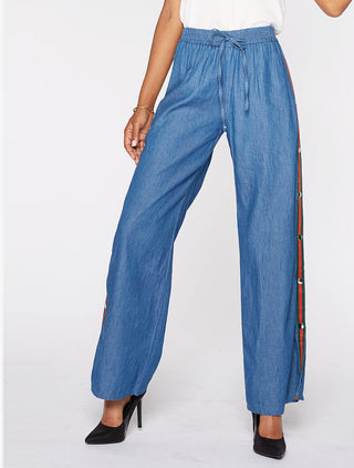 Pantalon liseré boutonné - denim
