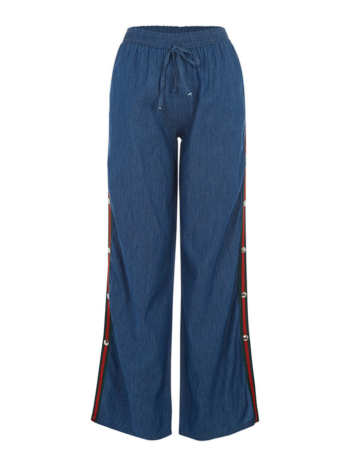 Pantalon liseré boutonné - denim