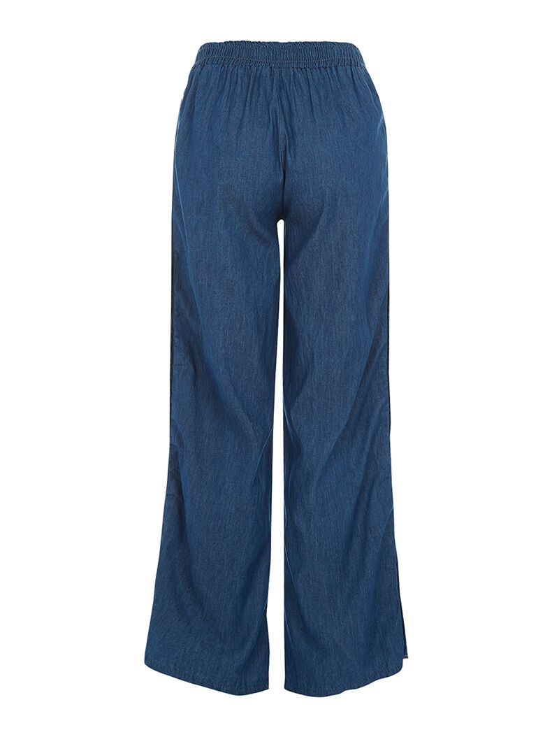 Pantalon liseré boutonné - denim