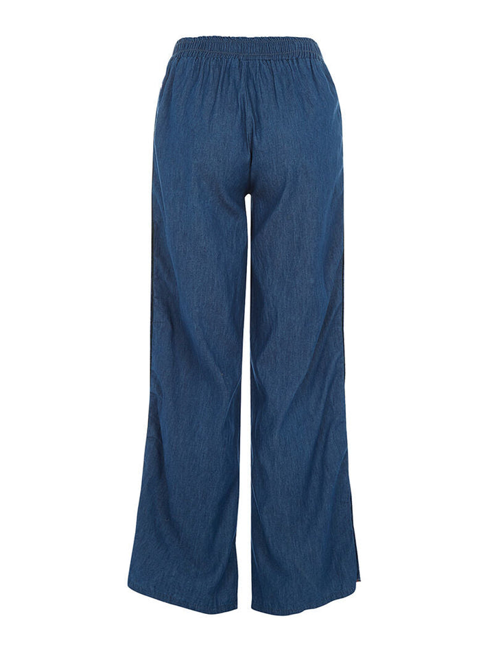 Pantalon liseré boutonné - denim