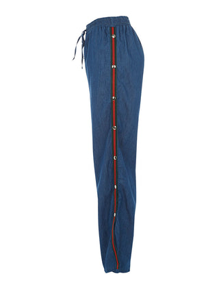 Pantalon liseré boutonné - denim