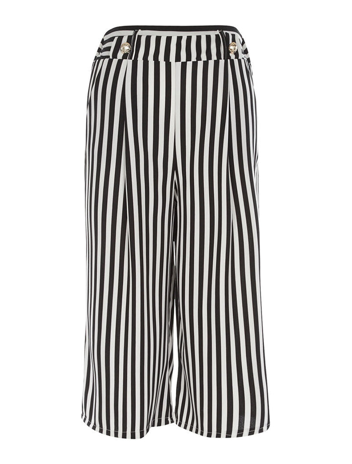 Jupe culotte léger à rayures - noir