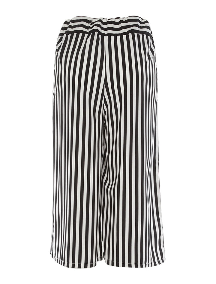Jupe culotte léger à rayures - noir