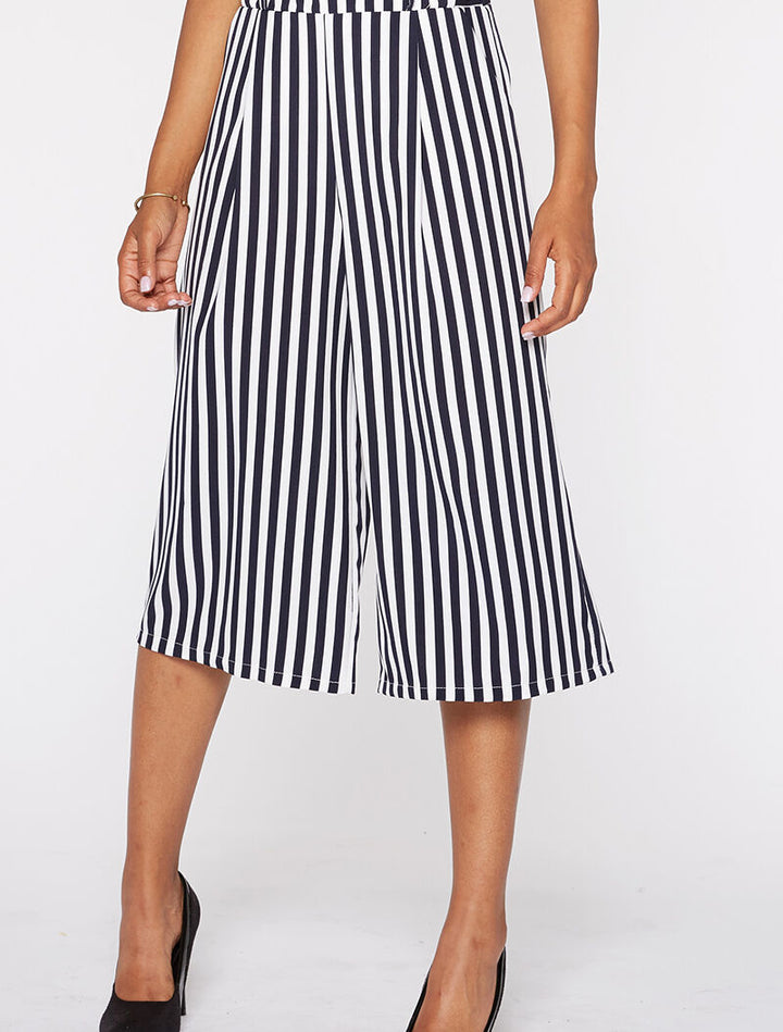 Jupe culotte léger à rayures - marine