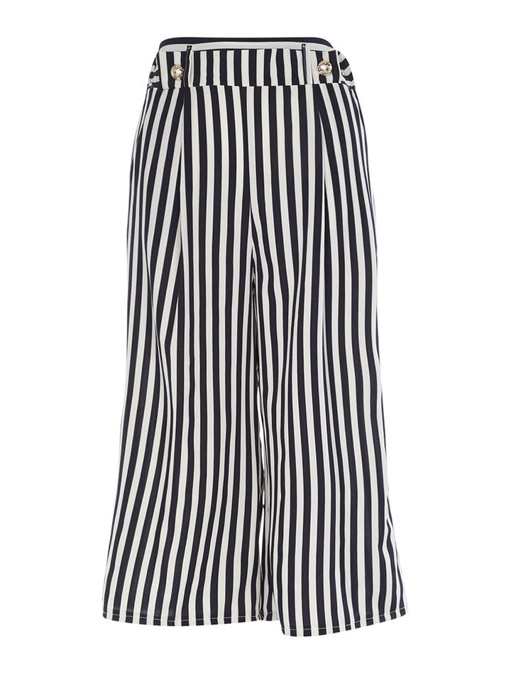 Jupe culotte léger à rayures - marine