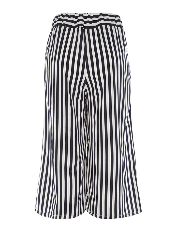 Jupe culotte léger à rayures - marine