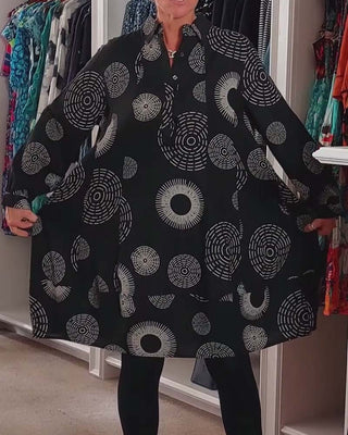Robe décontractée à revers à imprimé géométrique
