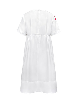 Flore | Robe Midi Ample Imprimé Fleurs Rouges Col V & Fronces