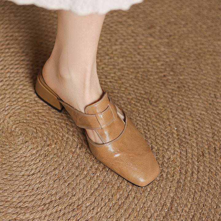 Astrid | Mules en cuir avec bout carré