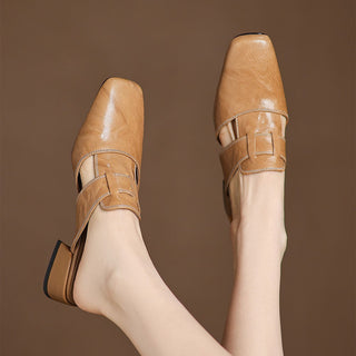Astrid | Mules en cuir avec bout carré