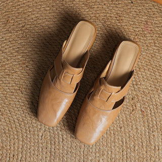 Astrid | Mules en cuir avec bout carré