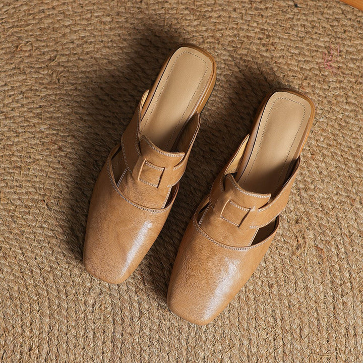 Astrid | Mules en cuir avec bout carré