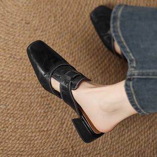 Astrid | Mules en cuir avec bout carré