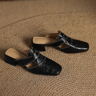 Astrid | Mules en cuir avec bout carré