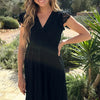 Angélique | Robe Midi Dentelle Col V Croisé & Manches Volantées