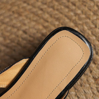 Astrid | Mules en cuir avec bout carré