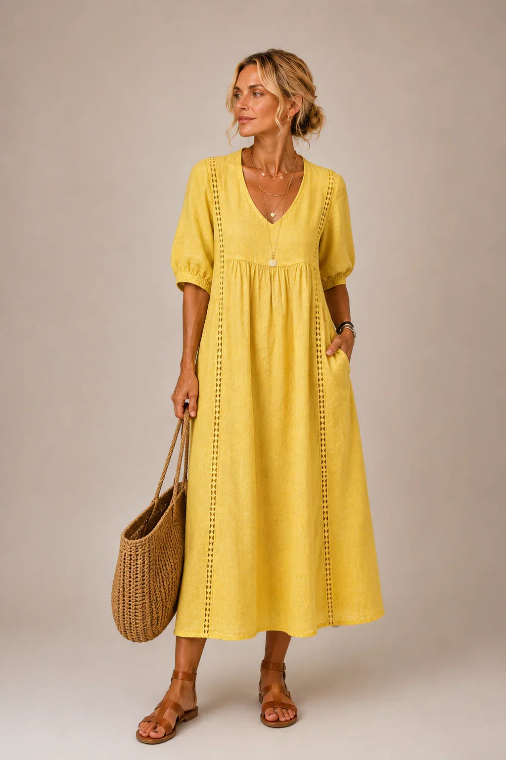 Elizabeth | Robe longue à col en V