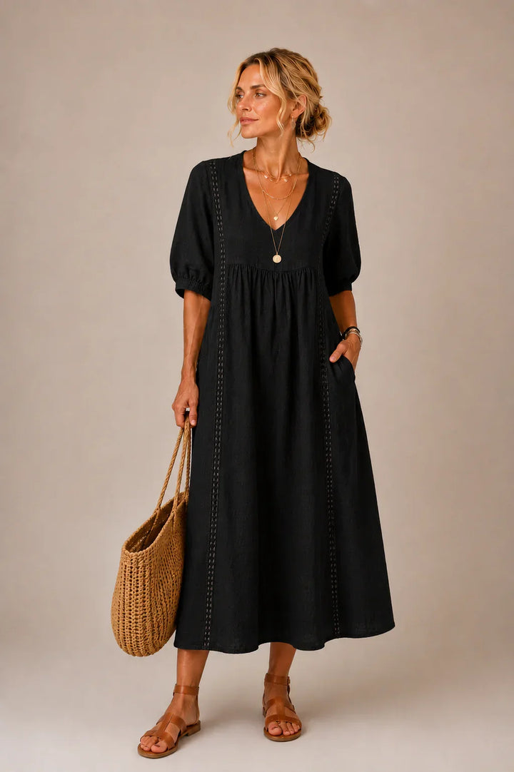 Elizabeth | Robe longue à col en V