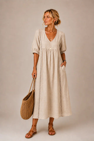 Elizabeth | Robe longue à col en V