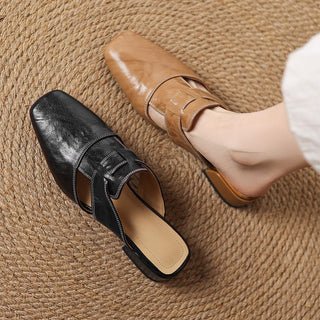Astrid | Mules en cuir avec bout carré