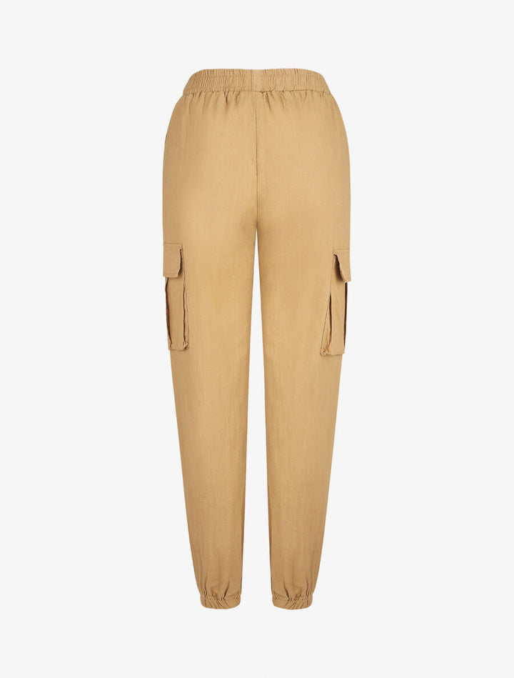 Pantalon cargo taille haute - Taupe