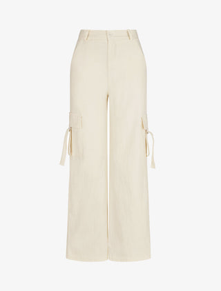 Pantalon cargo à liens - Écru