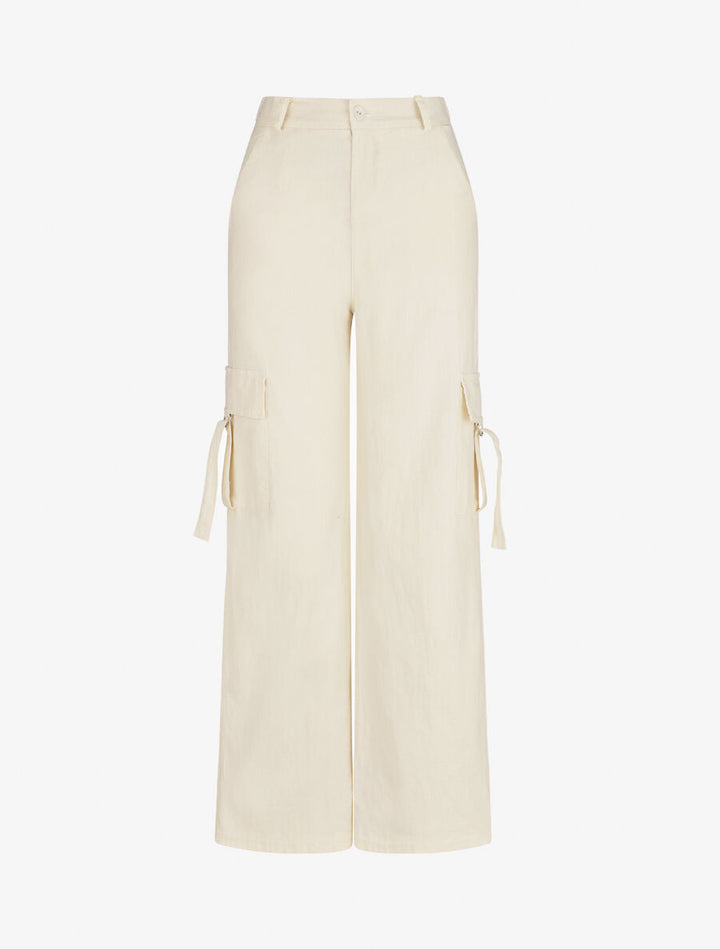 Pantalon cargo à liens - Écru