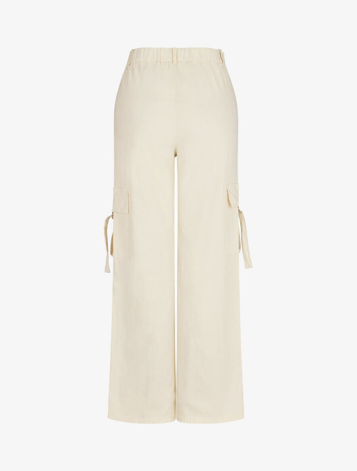 Pantalon cargo à liens - Écru