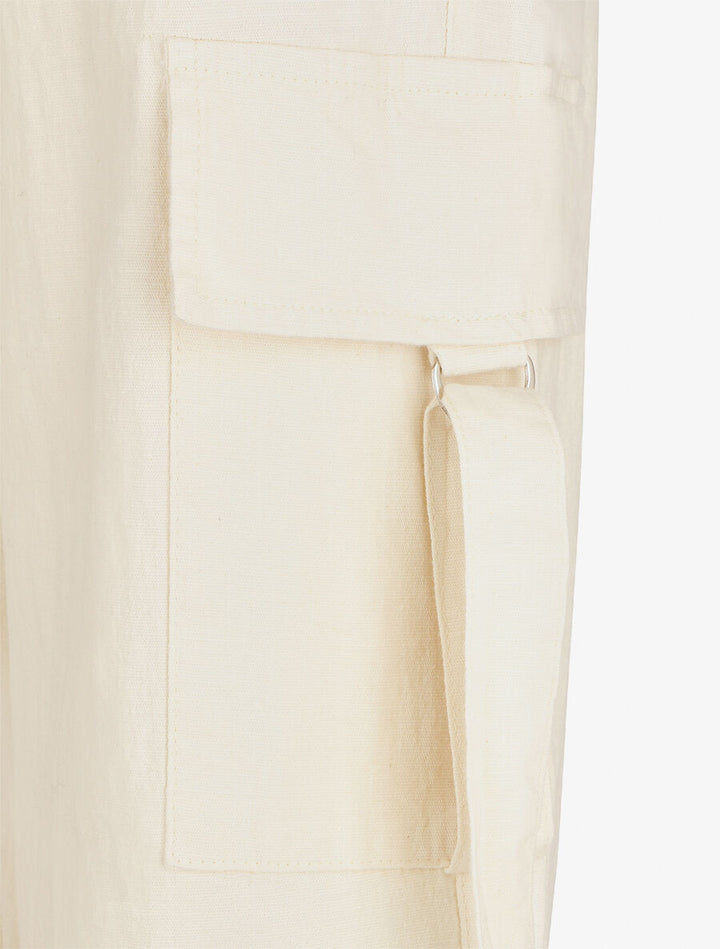 Pantalon cargo à liens - Écru