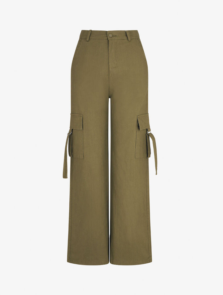 Pantalon cargo à liens - Kaki