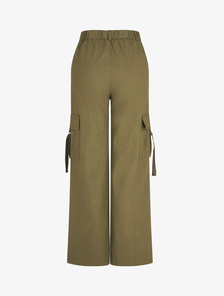 Pantalon cargo à liens - Kaki