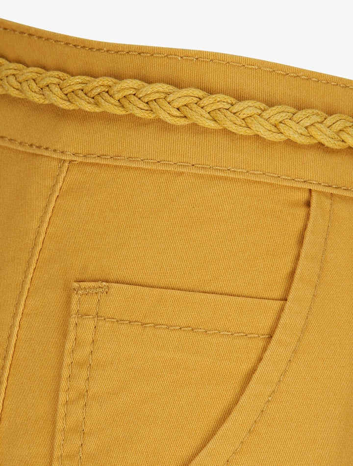 Pantalon 7/8 à revers - Jaune moutarde